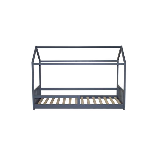 Lit cabane 90x190 cm HUTTY gris avec sommier inclus vue de face