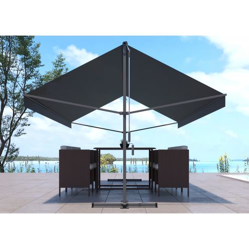 Iseo - Store Banne Double Pente Manuel 4 X 1,5/1,5 M Gris Polyester