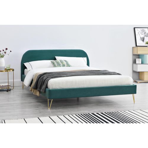 Phoenix - Lit 140 Velours Vert et Laiton