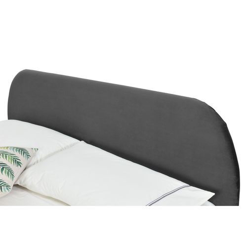 Phoenix - Lit 140 Velours Gris et Pieds Noirs