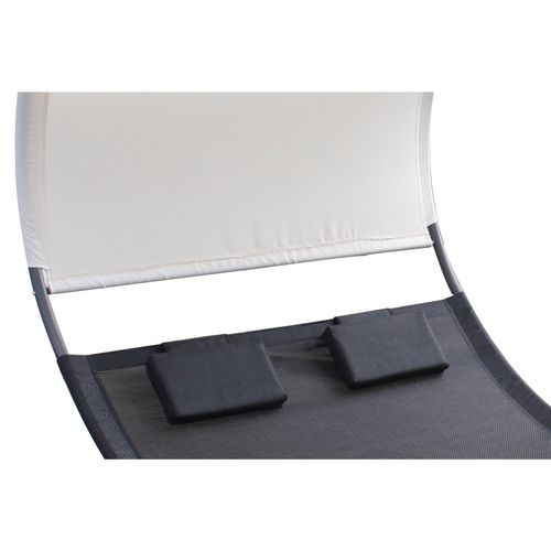 Essaouira - Transat Double à Bascule Avec Auvent Noir et écru