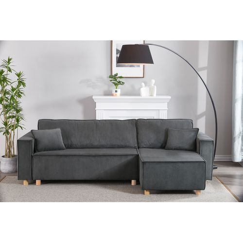 Cosy - Canapé Convertible D'angle En Velours Côtelé Gris