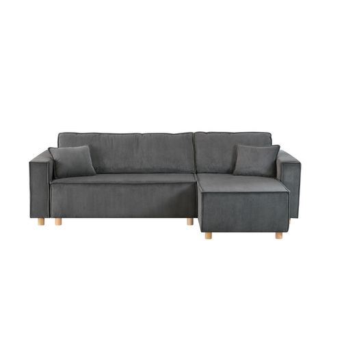 Cosy - Canapé Convertible D'angle En Velours Côtelé Gris