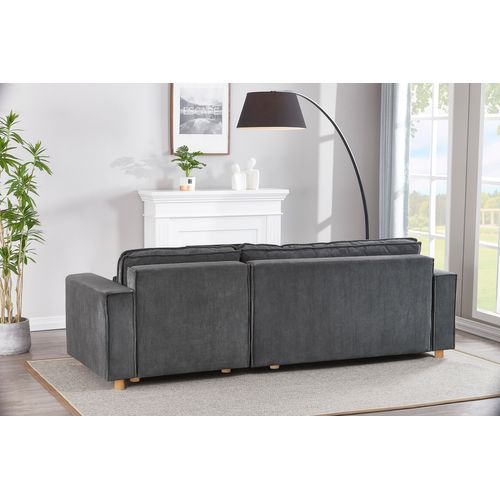 Cosy - Canapé Convertible D'angle En Velours Côtelé Gris