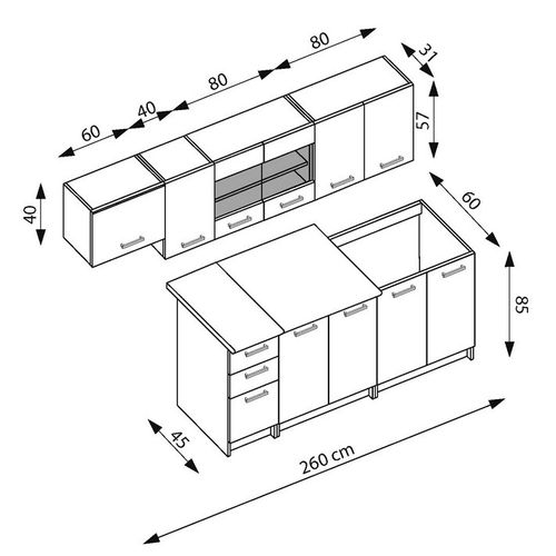Cuisine Style Scandinave 260cm Blanc Et Bois Nicosie