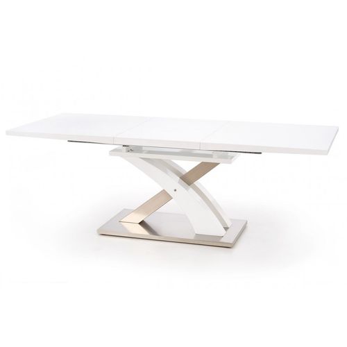 Table à Manger Blanche Laquée Avec Rallonge 160-220cm Elvira