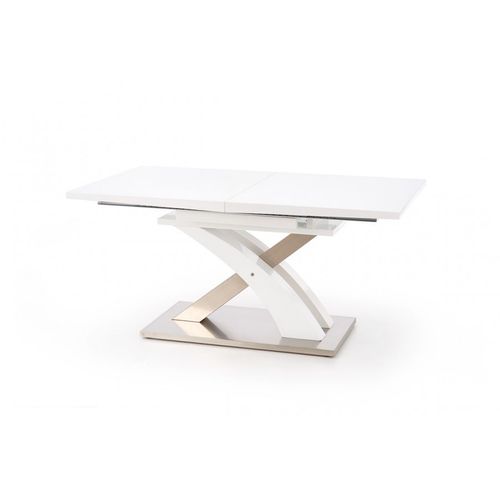 Table à Manger Blanche Laquée Avec Rallonge 160-220cm Elvira