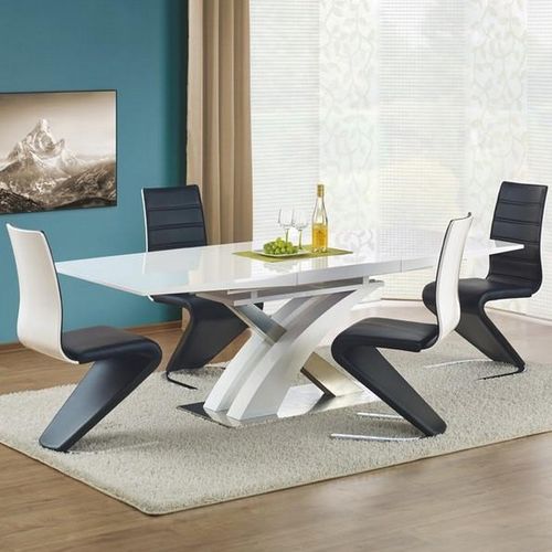 Table à Manger Blanche Laquée Avec Rallonge 160-220cm Elvira
