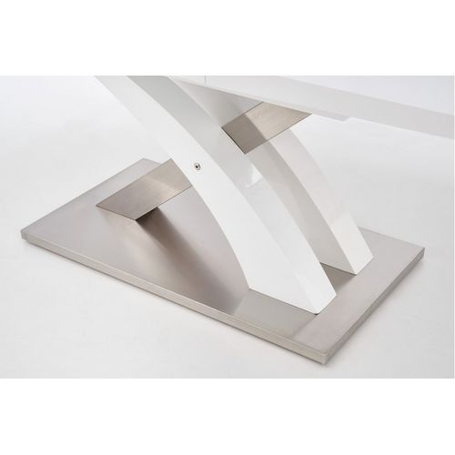 Table à Manger Blanche Laquée Avec Rallonge 160-220cm Elvira