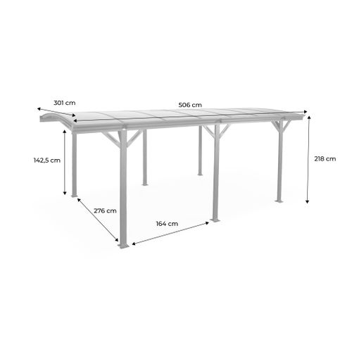 Carport De 15m² En Aluminium Anthracite Et Polycarbonate - Le Mans 5x3m - Abri De Voiture 500 X 300