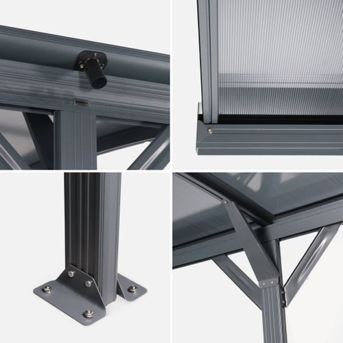 Carport De 15m² En Aluminium Anthracite Et Polycarbonate - Le Mans 5x3m - Abri De Voiture 500 X 300