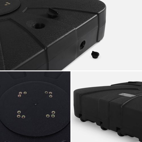 Pied Pour Parasol Déporté Remplissable 100l En Plastique Noir Avec Roulettes - Base à Lester