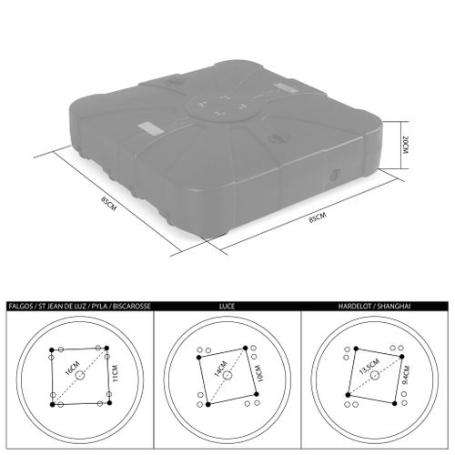 Pied Pour Parasol Déporté Remplissable 100l En Plastique Noir Avec Roulettes - Base à Lester