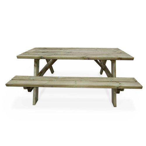Table De Pique Nique Bois De Pin + 2 Bancs Rabattables En Bois. 6 Places - Panchina - Table De