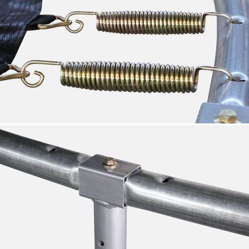 Trampoline Rond D. 370cm Gris - Saturne Inner XXL – Trampoline De Jardin Avec Filet De Protection