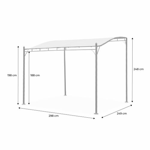Pergola Adossée 3x2.5m - Brestum -  Toile Taupe - Pergola Murale