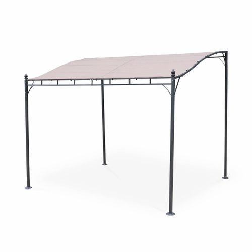 Pergola Adossée 3x2.5m - Brestum -  Toile Taupe - Pergola Murale