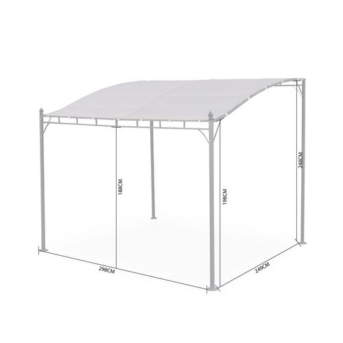 Pergola Adossée 3x2.5m - Brestum -  Toile Taupe - Pergola Murale