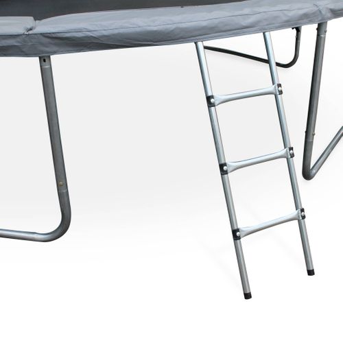 Trampoline Rond Ø 490cm Gris Avec Filet De Protection Intérieur - Jupiter Inner XXL - Échelle.
