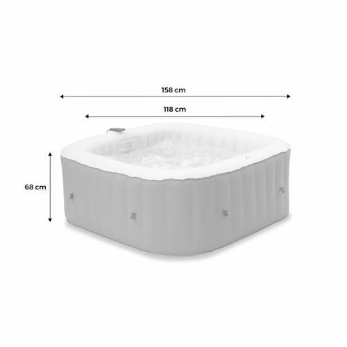 Spa Gonflable Carré – Fjord 4 Gris - Spa Gonflable 4 Personnes Carré 160 cm Pvc Pompe