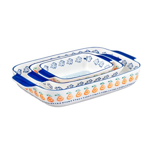 Lot De 3 Plateaux et Plats à Four En Porcelaine De Haute Qualité (grade A), Peinte à La Main Blanc D