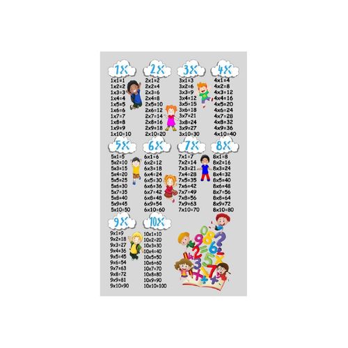 Tapis Enfant Multiplication Gris - 100x160cm