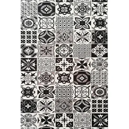 Tapis De Cuisine Carreaux De Ciment Noir - 90x130cm