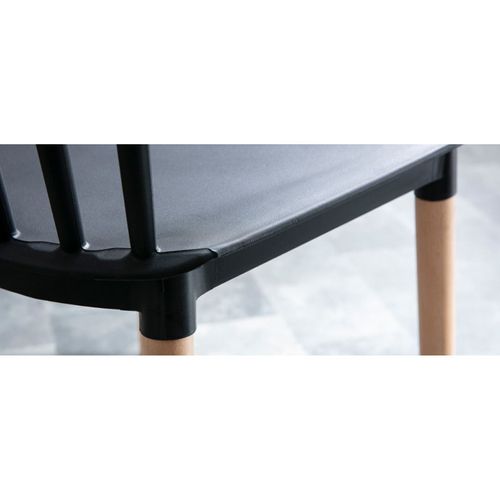 Lot De 2 Chaises Style Scandinave À Barreaux Modèle Pop - Coque En Résine Noire Et Pieds En Bois Na