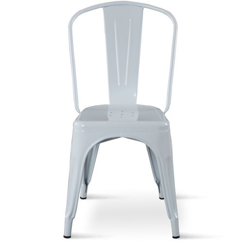 Lot De 4 Chaises En Métal Blanc Brillant - Style Industriel