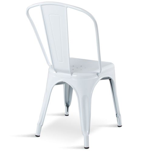 Lot De 4 Chaises En Métal Blanc Brillant - Style Industriel