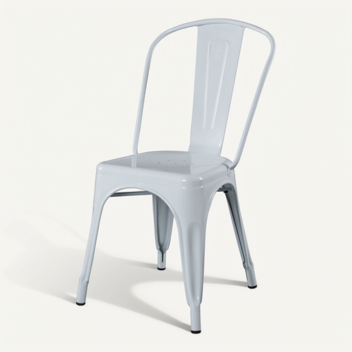 Lot De 4 Chaises En Métal Blanc Brillant - Style Industriel