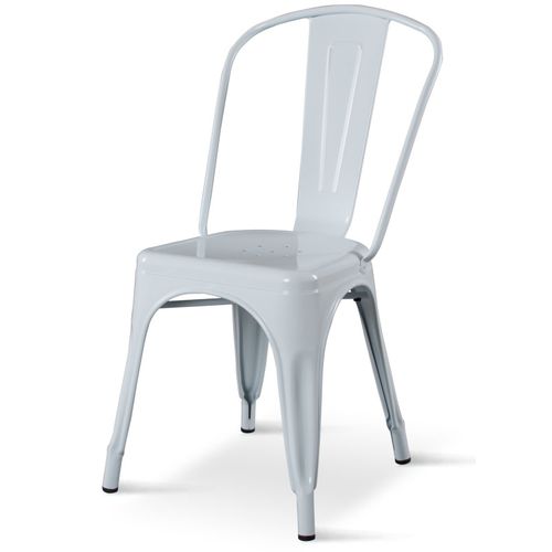 Lot De 4 Chaises En Métal Blanc Brillant - Style Industriel