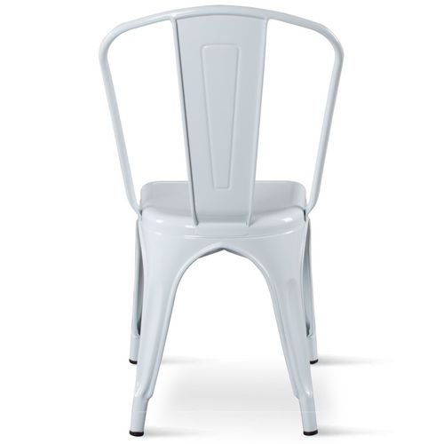 Lot De 4 Chaises En Métal Blanc Brillant - Style Industriel