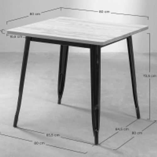 Table Mange Debout Industriel Avec 4 Tabourets - Chêne - Bois Et Pied En Metal