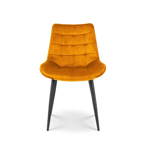 Lot De 2 Chaises De Salle à Manger En Velours Jaune Moutarde – Assise Rembourrée Confortable – Pied