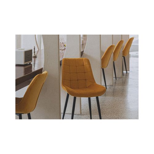 Lot De 2 Chaises De Salle à Manger En Velours Jaune Moutarde – Assise Rembourrée Confortable – Pied