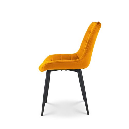 Lot De 2 Chaises De Salle à Manger En Velours Jaune Moutarde – Assise Rembourrée Confortable – Pied