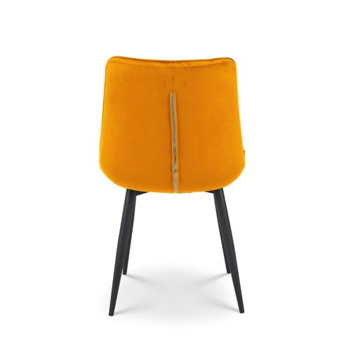 Lot De 2 Chaises De Salle à Manger En Velours Jaune Moutarde – Assise Rembourrée Confortable – Pied