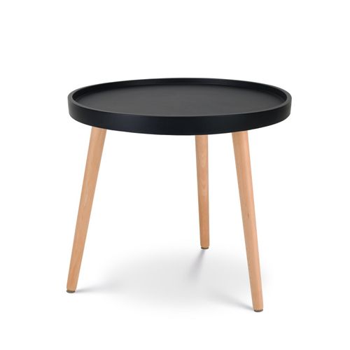 Table D'appoint Noire Joana Ronde En Bois D.50 Cm