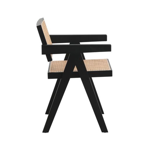 Chaise Avec Structure Noire En Bois, Assise Et Dossier En Cannage Naturel