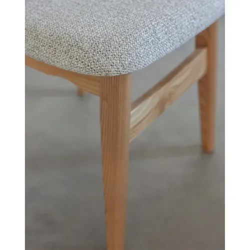 Lot De 2 Chaises En Bois Massif, Dossier En Cannage Et Assise En Tissu Chiné Gris