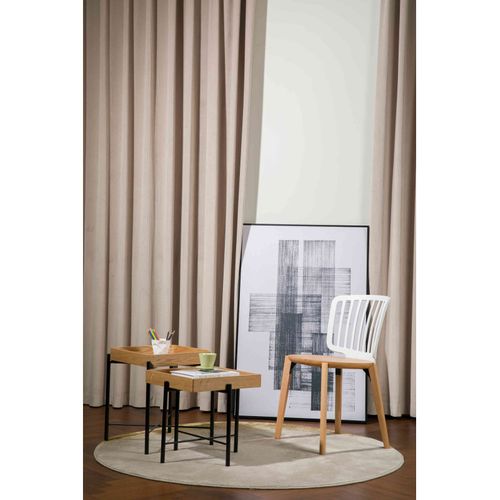 Chaise Eira Design Scandinave – Dossier Résine Blanche, Assise Bois – Pieds Bois Naturel