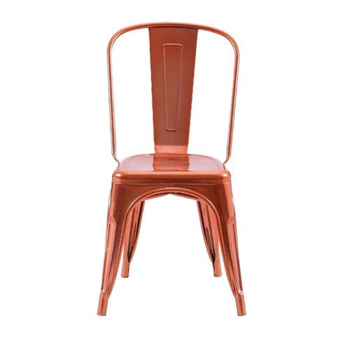 Chaise Style Industriel En Métal Couleur Cuivre - Finition Brillant