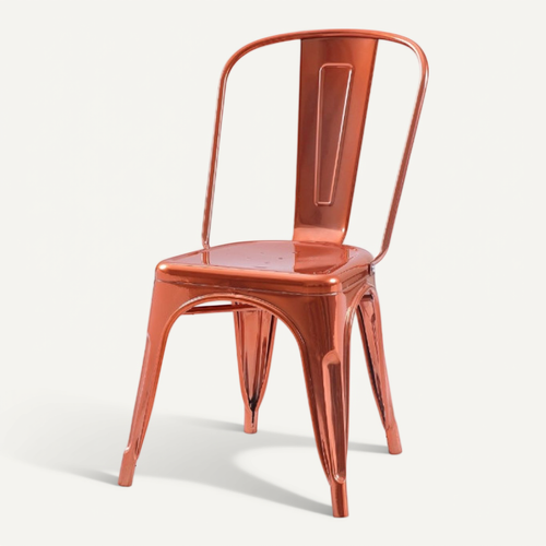 Chaise Style Industriel En Métal Couleur Cuivre - Finition Brillant