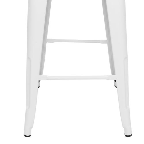 Tabouret De Bar En Métal Blanc Mat Style Industriel - Hauteur 66 Cm