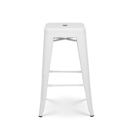 Tabouret De Bar En Métal Blanc Mat Style Industriel - Hauteur 66 Cm