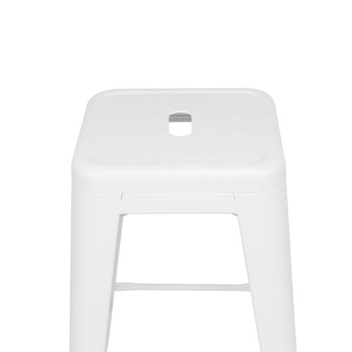 Tabouret De Bar En Métal Blanc Mat Style Industriel - Hauteur 66 Cm