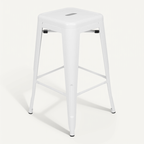 Tabouret De Bar En Métal Blanc Mat Style Industriel - Hauteur 66 Cm