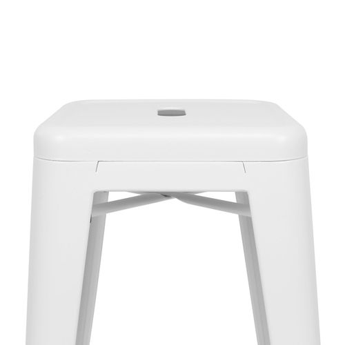 Tabouret De Bar En Métal Blanc Mat Style Industriel - Hauteur 66 Cm