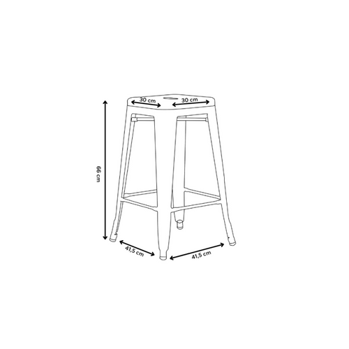 Tabouret De Bar En Métal Blanc Mat Style Industriel - Hauteur 66 Cm